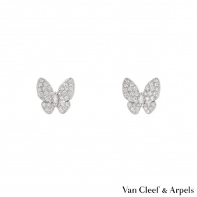Van Cleef & Arpels White Gold Diamond Fauna Butterfly Earrings VCARB82900